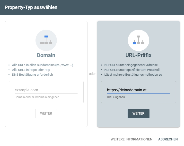 Screenshot_Property bei Google Search Console einrichten Screenshot_Property bei Google Search Console einrichten