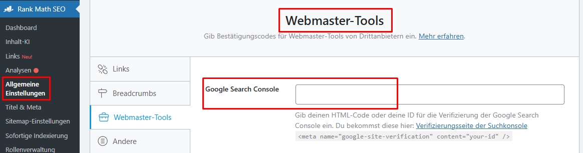 Screenshot_Rank Math HTML Code einfügen Screenshot_Rank Math HTML Code einfügen